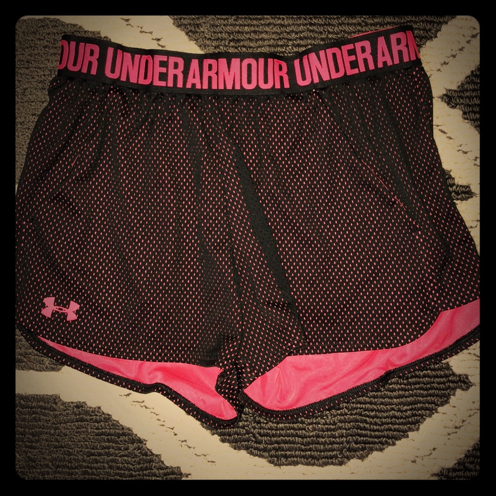 Black and hot pink Under Armour shorts